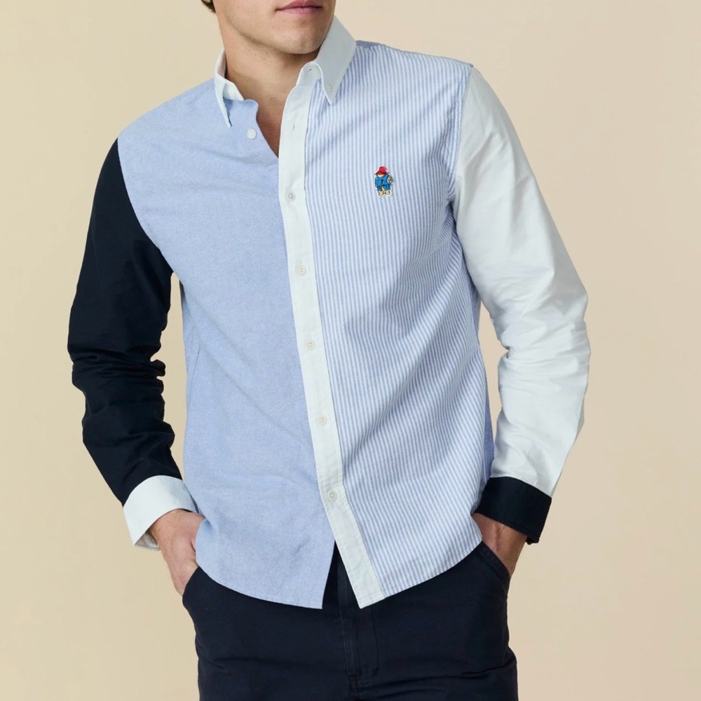 Rowing Blazers Paddington Oxford Color Block Button Down Blue Color Block